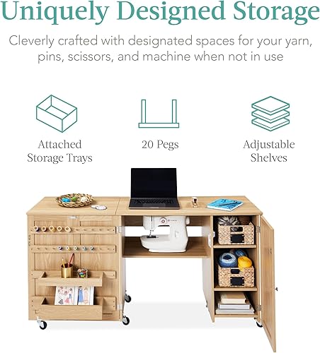Vista 23 de Best Choice Products Mesa de costura plegable grande, estación de manualidades portátil multiusos y escritorio lateral con diseño compacto, ruedas