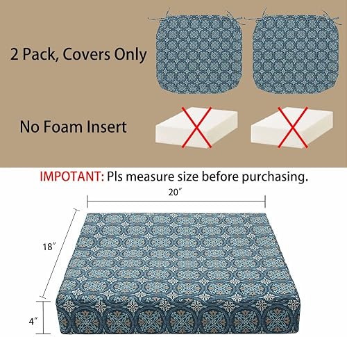 Miniatura 10 de MAGPIE FABRICS Funda de cojín de repuesto para interiores y exteriores, paquete de 2 unidades, sin relleno. Funda repelente al agua con lazos