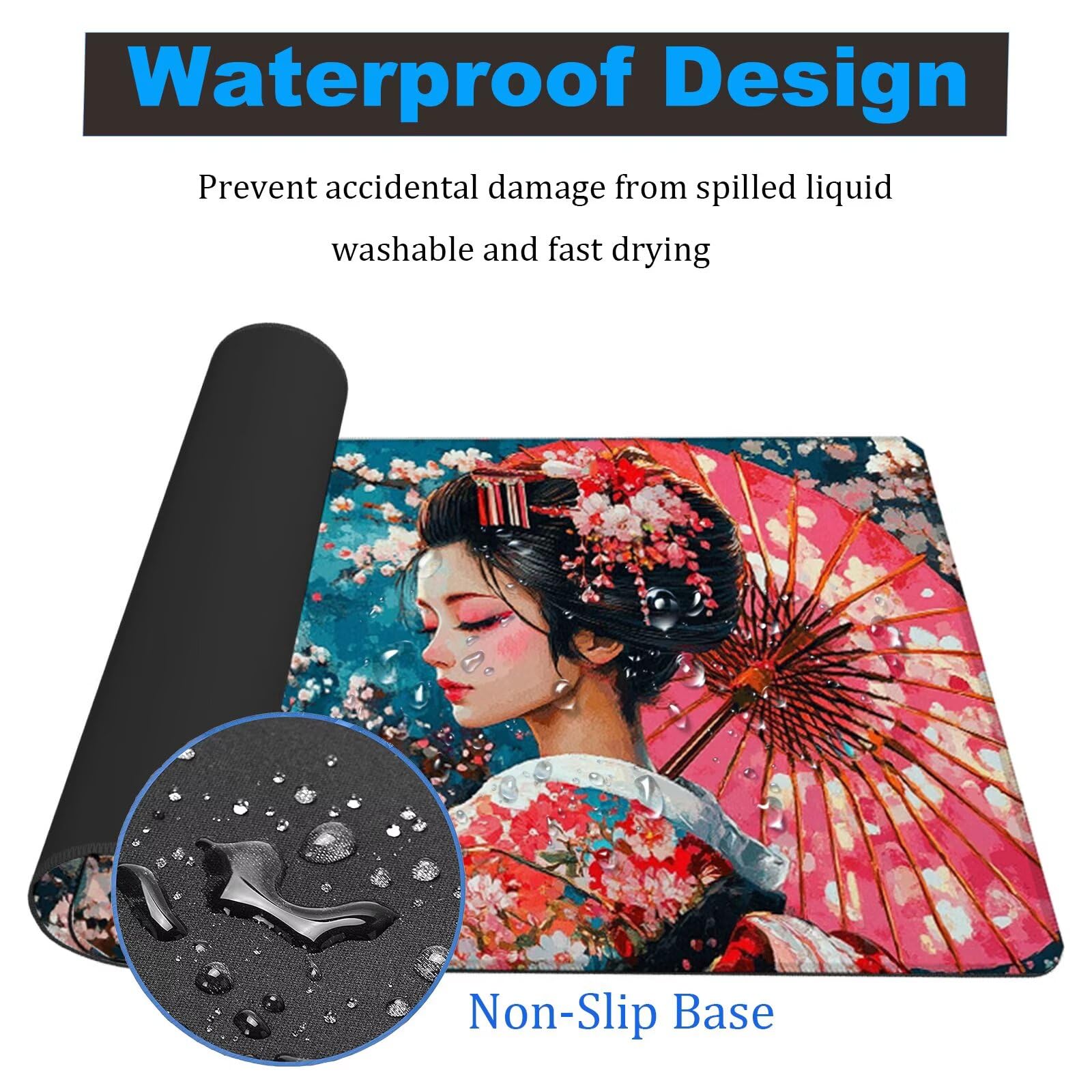 Japón Alfombrilla Ratón XXL 1200x600x3mm Mouse Pad Grande Gaming Mujer Alfombrilla Escritorio, Precisión y Velocidad en Juegos, Antideslizante Mousepad para Ratón y Teclado, Jugadores, Regalo YG-382