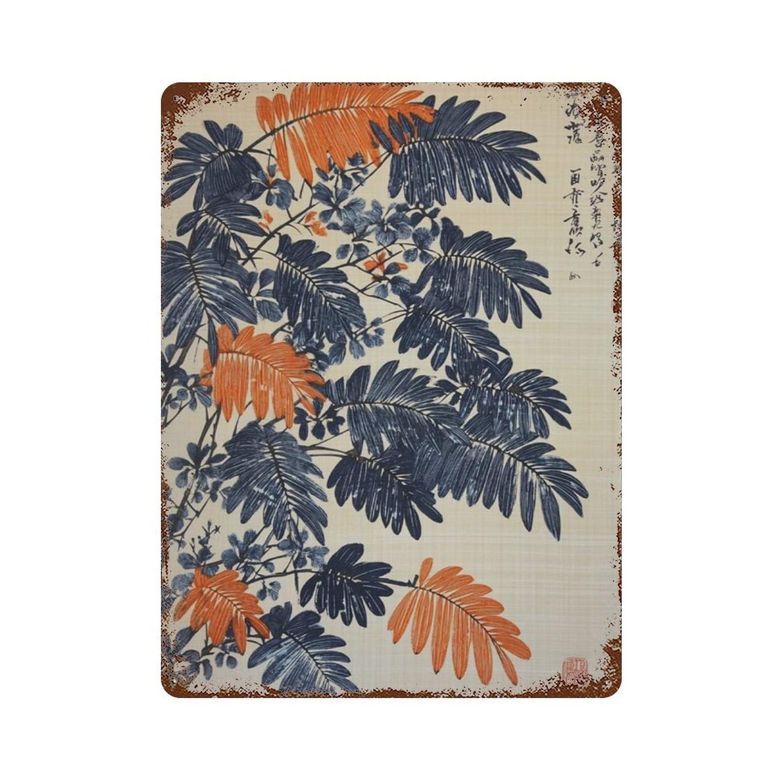 xiaoxiaoshen Japanese Botanical Ukiyo (2) Wall Decor Art Metal Tin Poster Modern Home Decor Art Home Bar Shop Decorations Vintage Sign 40x30cm