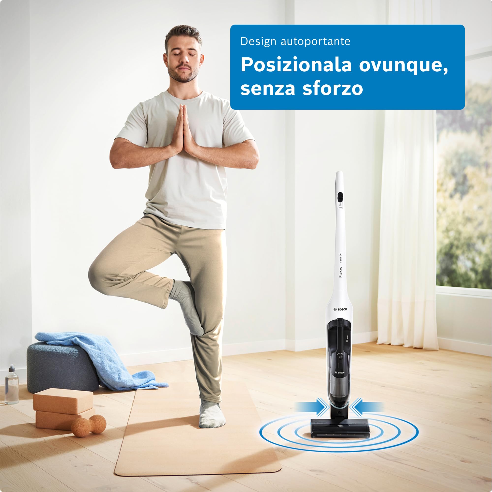 Bosch BKH4WN28 Aspirapolvere e Aspirabriciole 2in1, Luci LED, Bianco