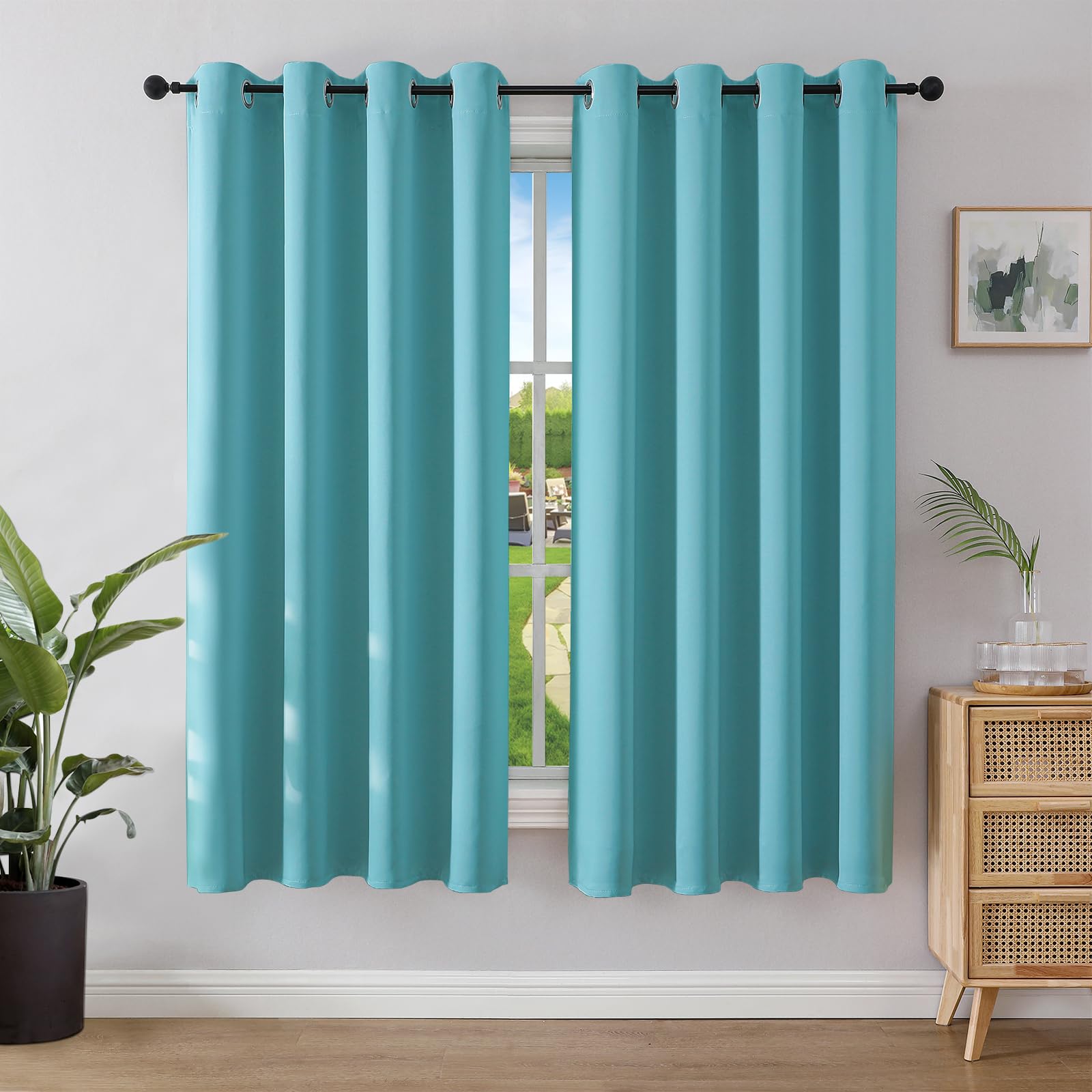 Joydeco Rideau Occultant 2 Pièces, Rideau Thermique Isolant Anti Chaleur Tenture Opaque à Oeillets Isolation Lumiere Anti UV Decoration Chambre Maison Salon Intérieurs