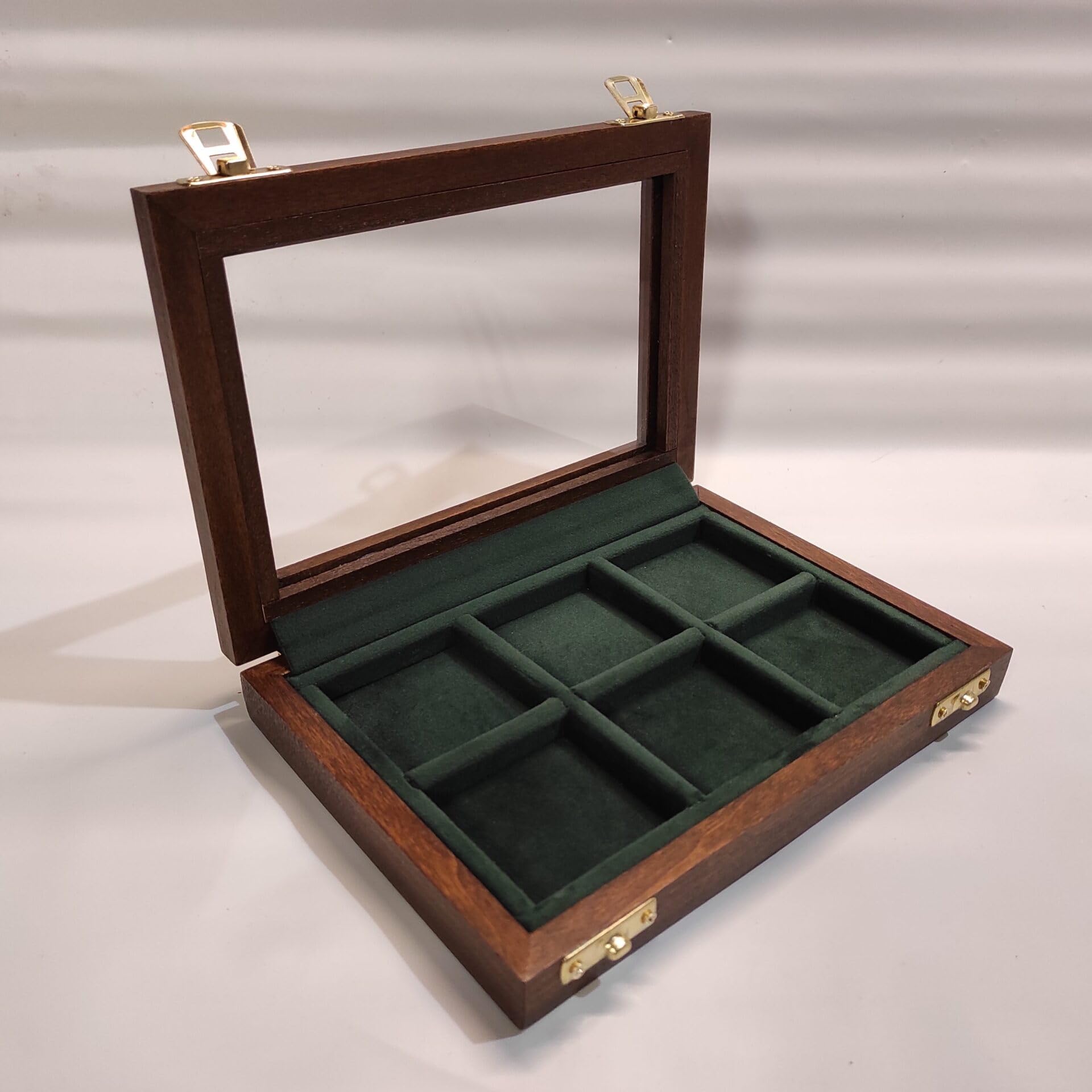 Cofanetto in legno per monete da collezione 6 caselle 50x50 mm, personalizzabile, velluto italiano, numismatica – Coins&More