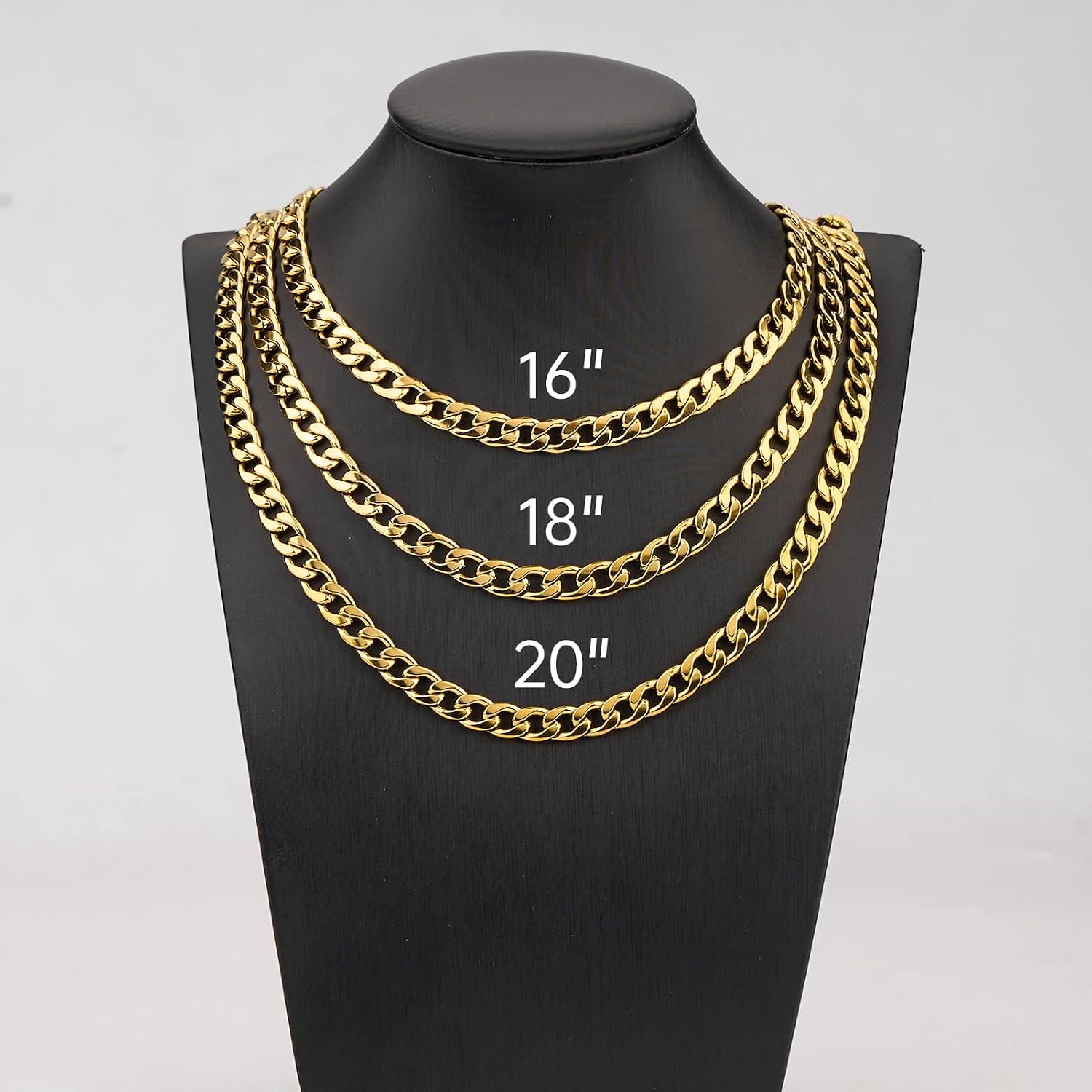 10pcs 16inch Gold Cuban Chain Necklace Bulk for Men and Women Stainless Steel Curb Link Chains for Jewelry Making