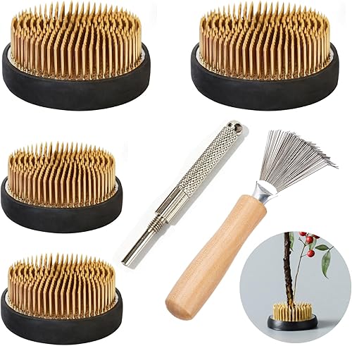 Material de goma Circular Flower Frogs Kit de inicio de 6 piezas de arreglo floral de metal, herramienta de arreglo floral, soporte de flores