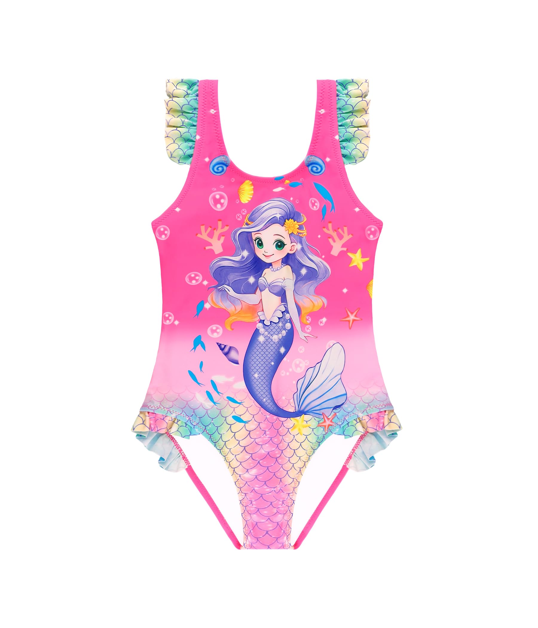 Traje de Baño para Niñas Bañador de Una Pieza con Volantes Traje de Baño Unicornio Ropa de Playa para Niñas de 2 a 14 Años