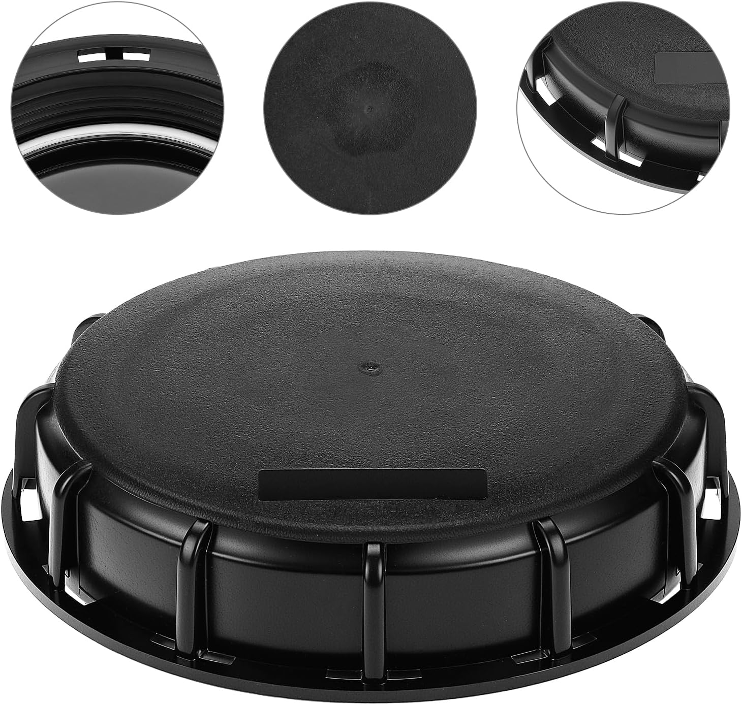 QWORK Black 6" Solid Cap Compatible with Mauser IBC Tote - High Density Polyethylene (HDPE) - Industrial-Grade Secure Seal - Resistant to Impact and Harsh Chemicals