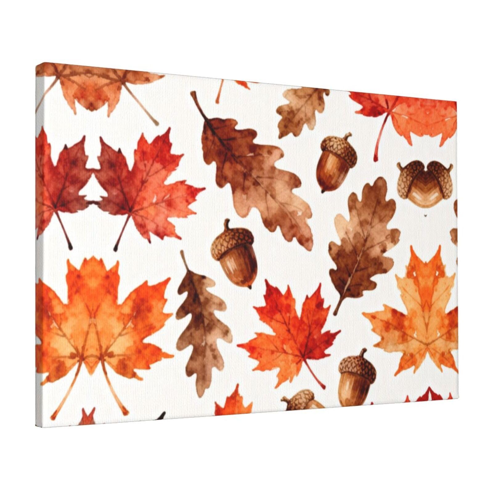 CNTDBU Maple Acorn Fall Canvas Wall Art 16x24 Inch-Large Modern Painting Print for Living Room, Framed Ready to Hang Artwork for Bedroom