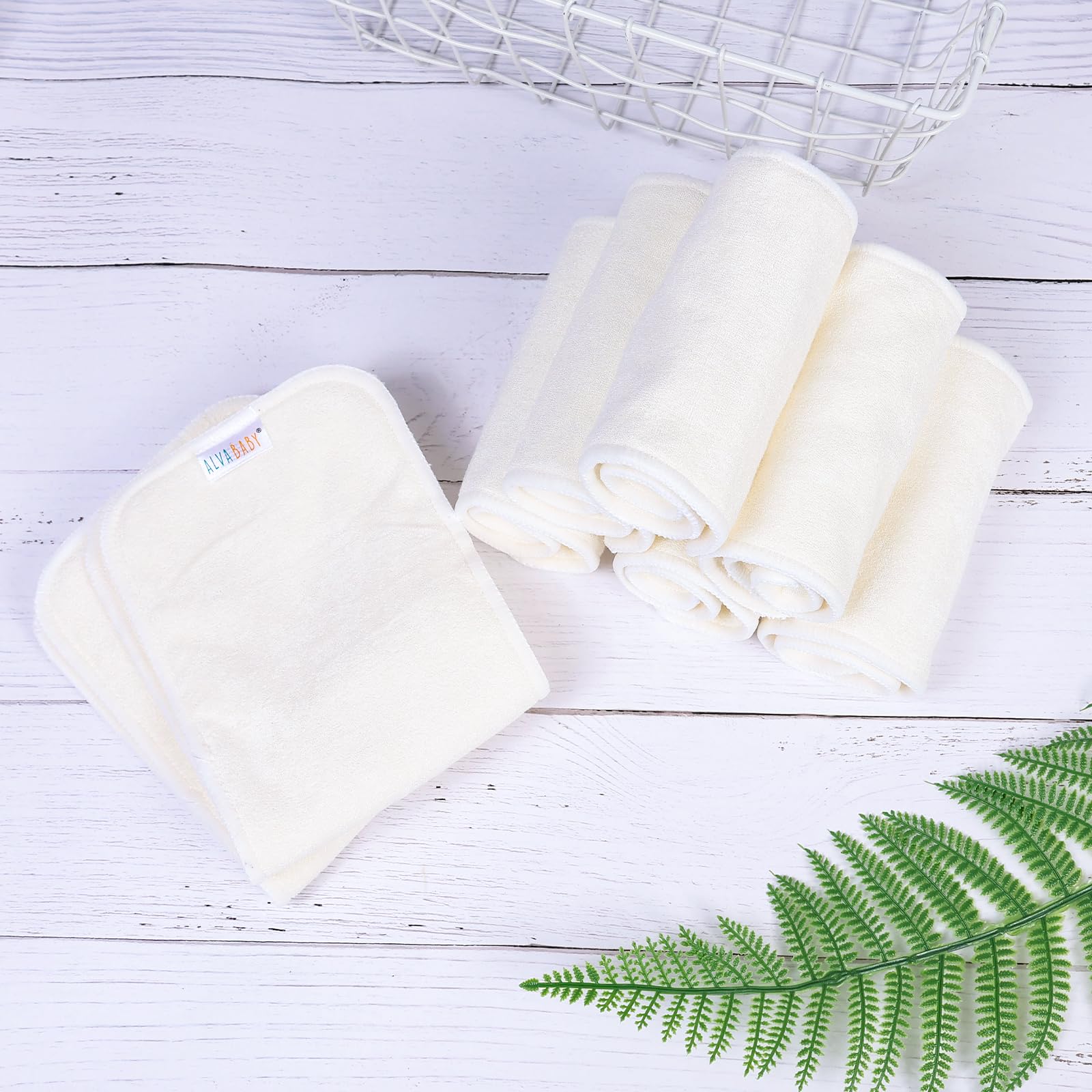 ALVABABY forros de bambú viscosa de 4 capas reutilizables para pañales de Tela 12pcs 12MB-ES