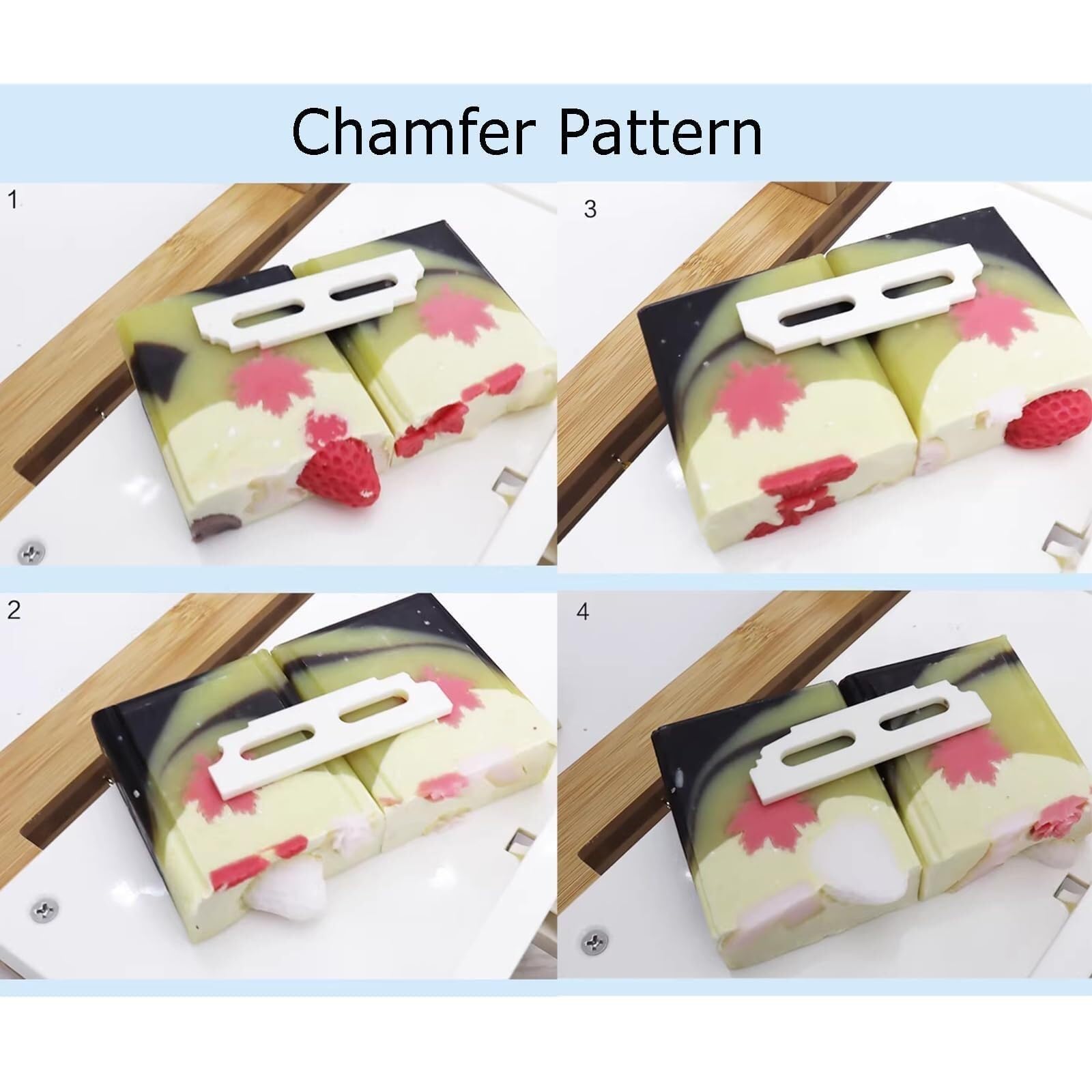 Cortador de jabón de bambú – Grosor ajustable con borde chaflán y 4 cuchillos de modelado para jabón DIY, queso y mantequilla – Herramienta profesional
