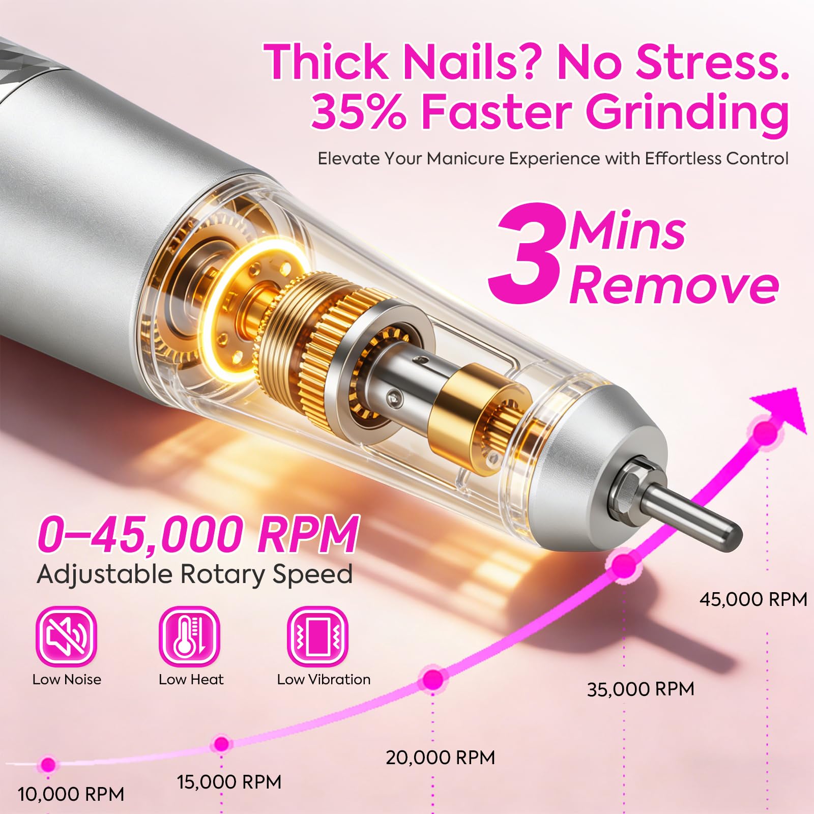 Perceuse à ongles électrique professionnelle (rose)