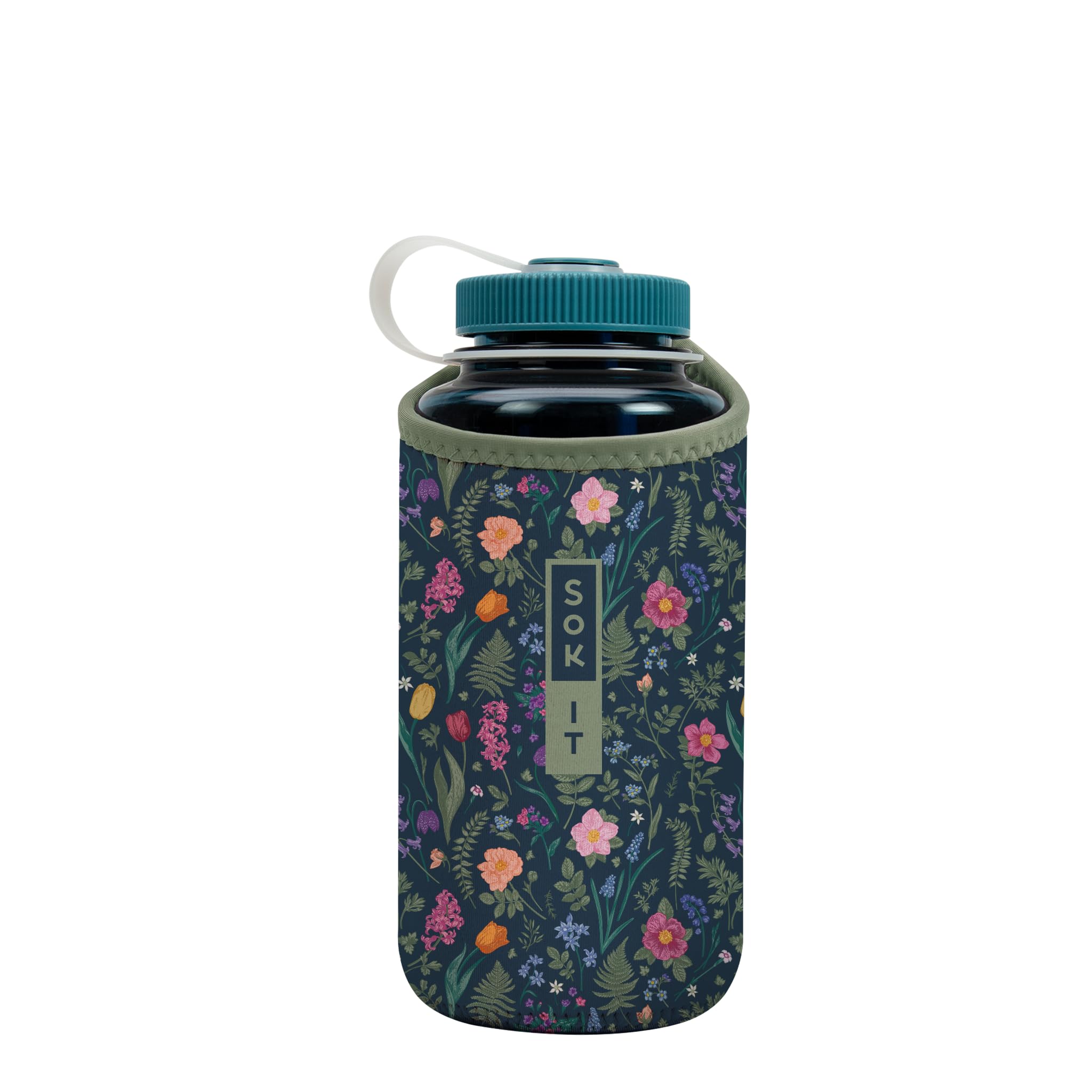 Sok It BotlSok Water Bottle Sleeve Insulated Neoprene Cover (Spring Noir, Fits 32oz Nalgene)