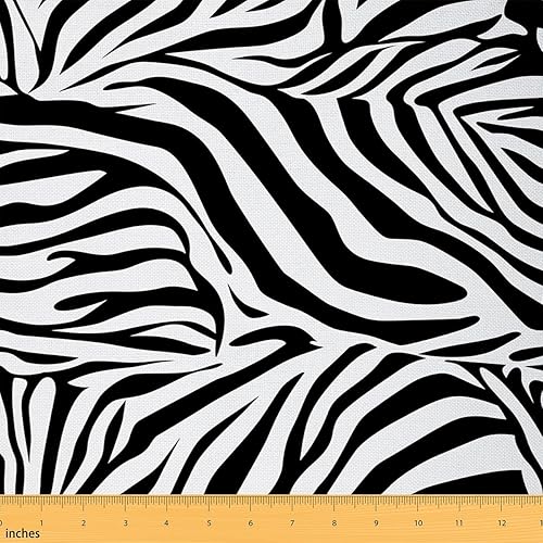 Erosebridal Zebra Print Fabric by The Yard, Zebra Striped Upholstery Fabric, Animal Print Nature Wildlife Decorative Fabric for Quilting Sewing, DIY Gift 1 Yard, Black White