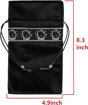 Altar Tarot Cloth Embroidery Crystal Ball Pattern Tablecloth Astrology Tarot Divination Cards with Tarot Pouch (Black(Silver Lace))