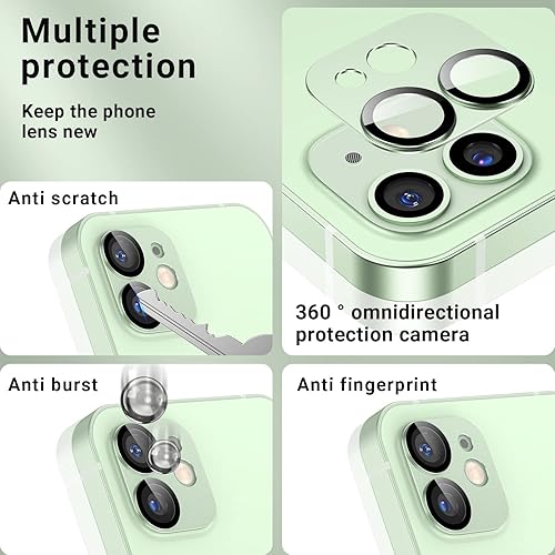 Miniatura 6 de Korecase Paquete de 2 protectores de lente de cámara para iPhone 12, película de lente de metal de aluminio, cubierta de pantalla de cámara de