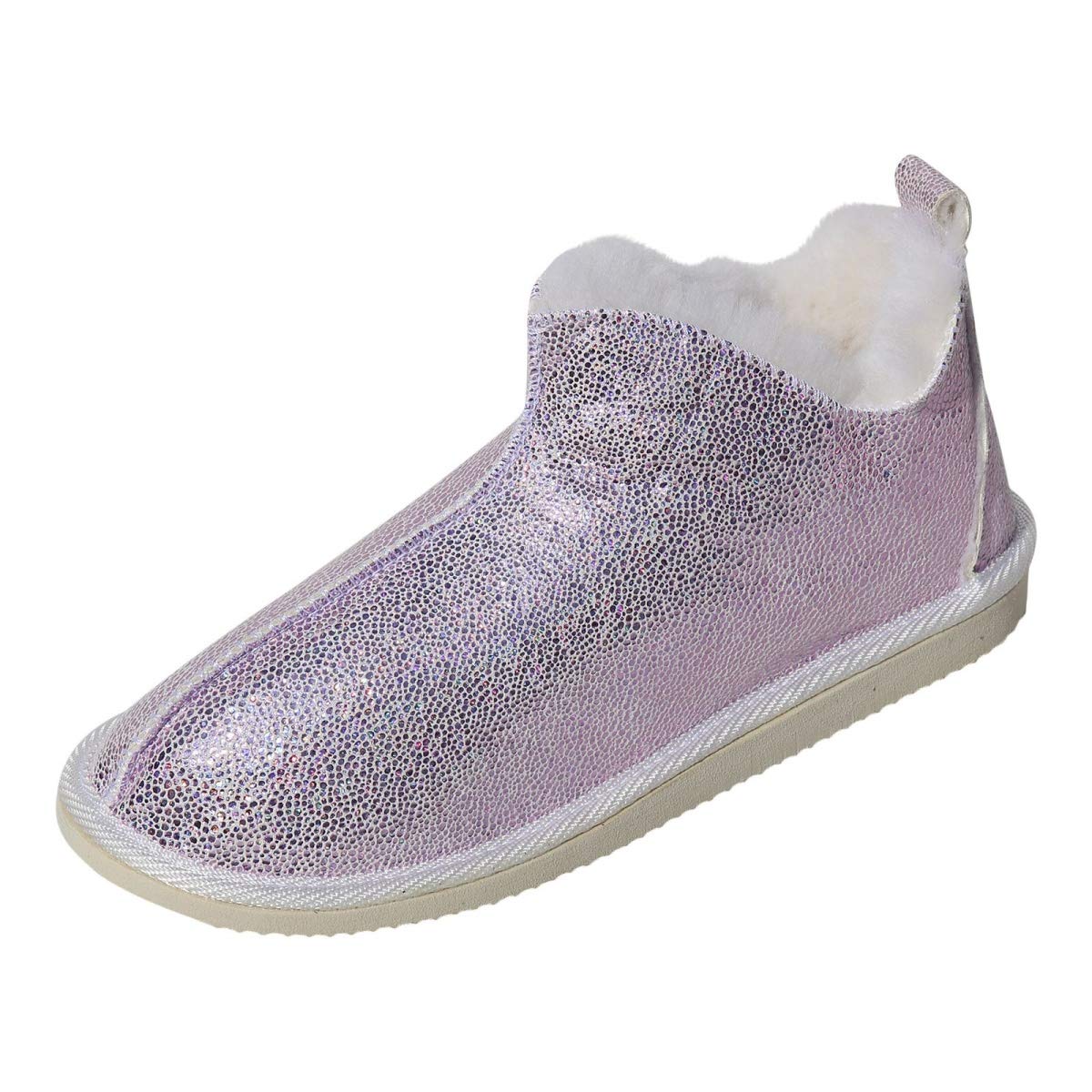 Hollert Cinderella Hausschuhe Damenslipper – Glitzer Merino Lammfell Rosa