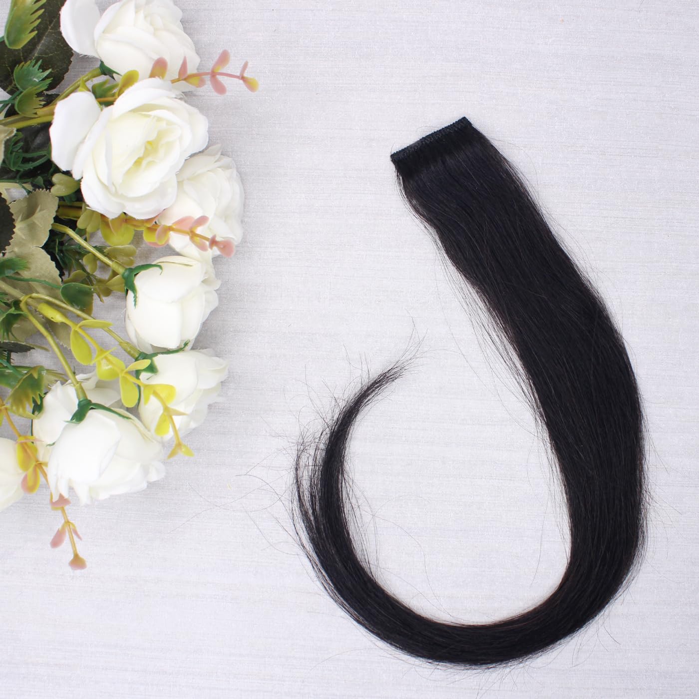 Glan 16 Inches Real Human Hair Streaks Highlighter Hair Strips Extension for Women Girls (Dark Brown)-image-48