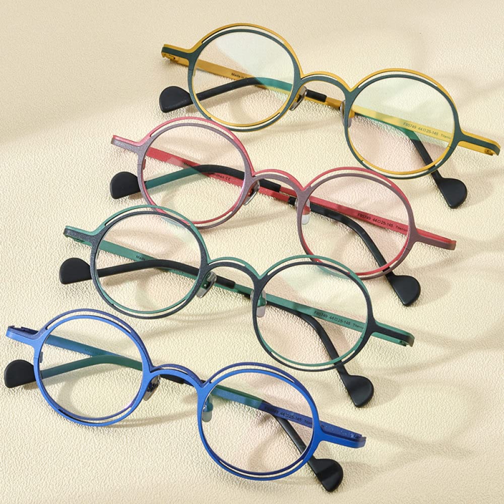 Super lekkie czyste dwukolorowe okulary ze stopu tytanu męskie Retro okrągłe oprawki do okularów damskie