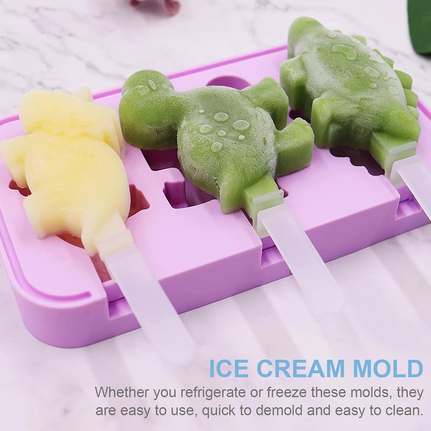 Silicone Ice Pop Mold for 3 Ice Creams with 6 Sticks