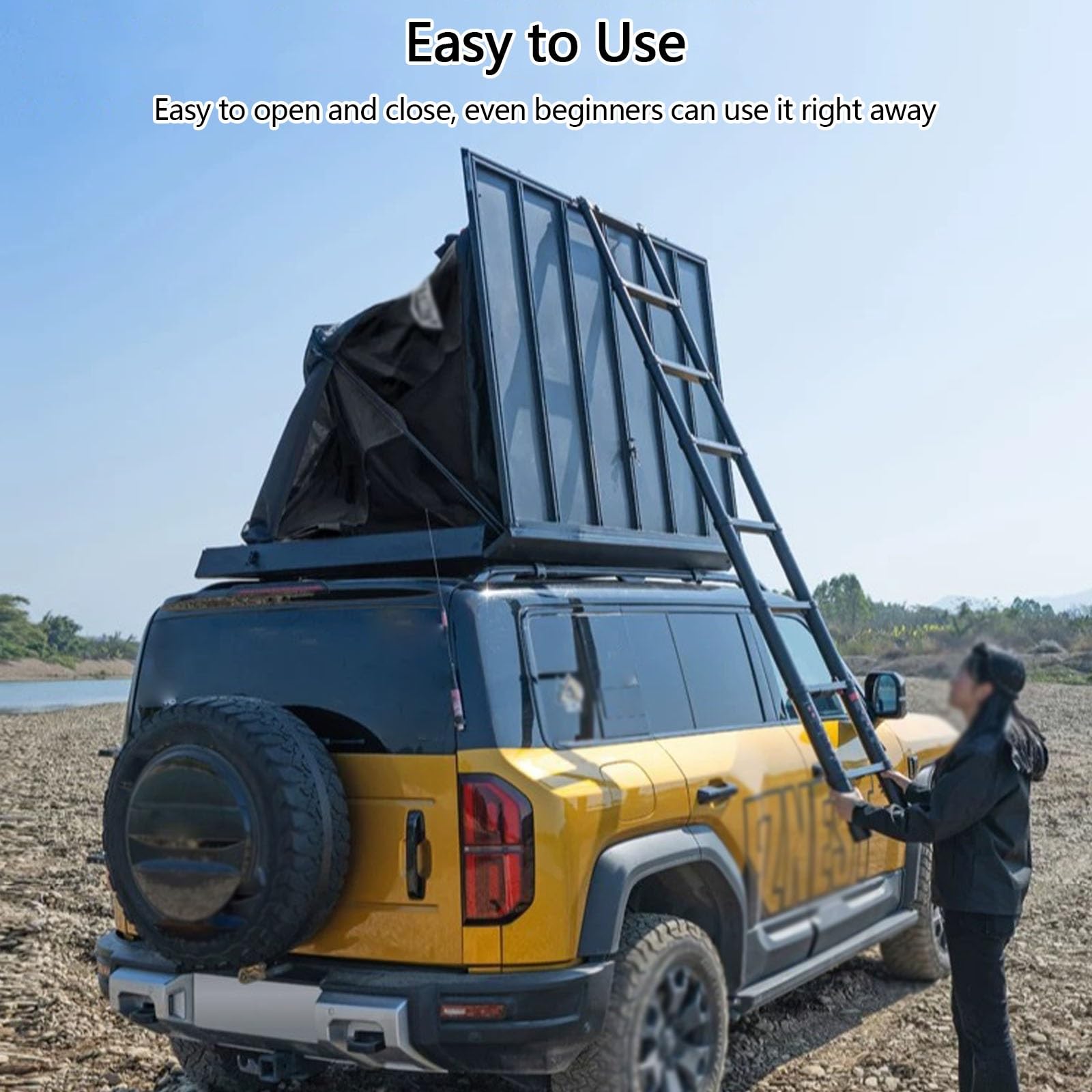 Tenda Da Tetto Impermeabile Per 2-4 Persone, Tenda Da Tetto Rigida, Montaggio Rapido, Ventilazione A 360°, Per Campeggio In SUV, Camion E Overlanding(Black,S)