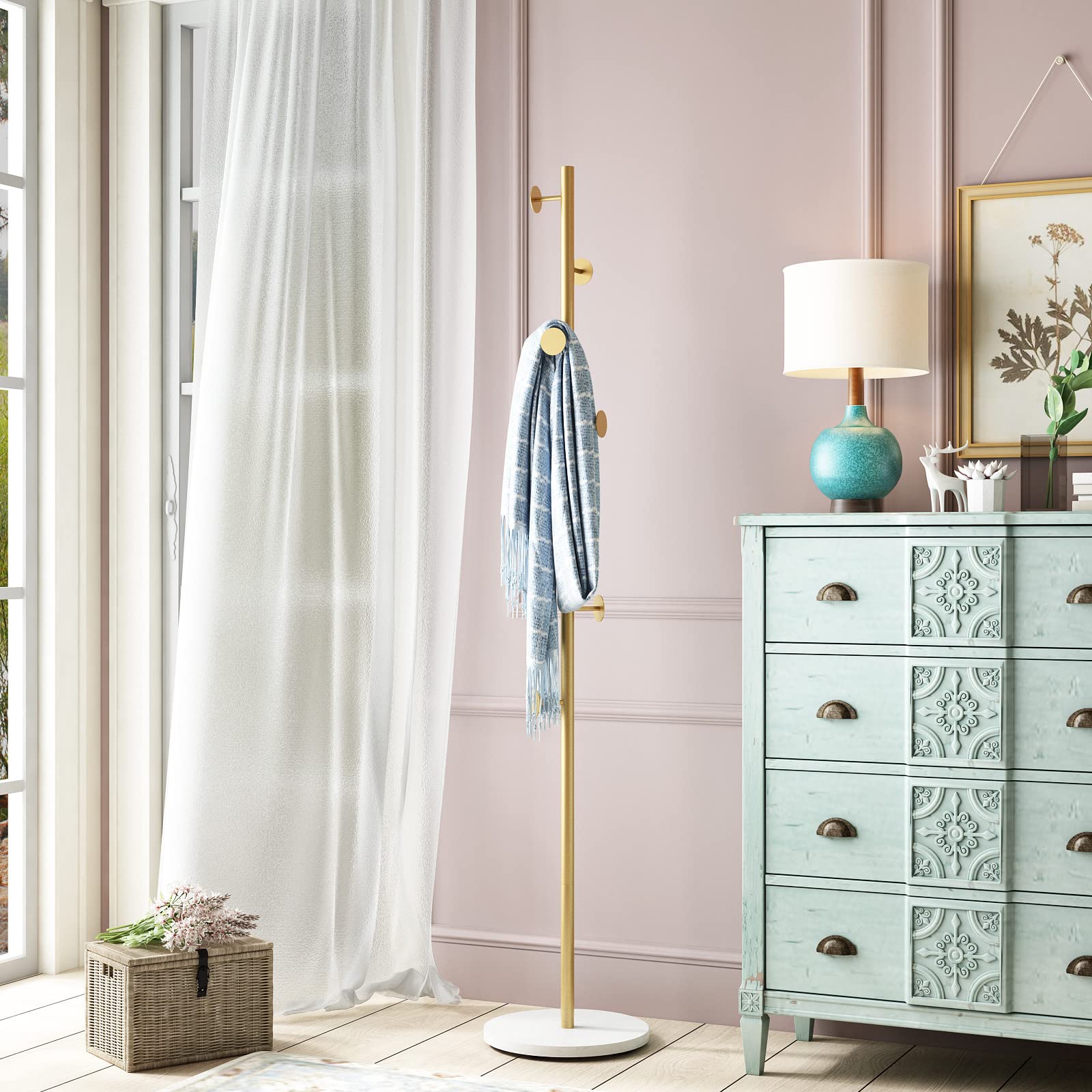 DOORXIFO Gold Coat Racks, Metal Coat Rack Freestanding with Hooks ...