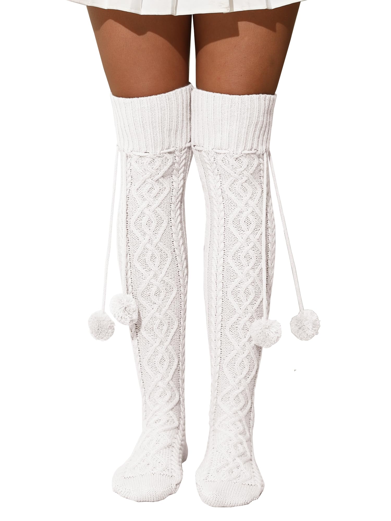 YELAIVP Womens Thigh High Socks - Extra Long Cable Knit Over the Knee Socks and Leg Warmers