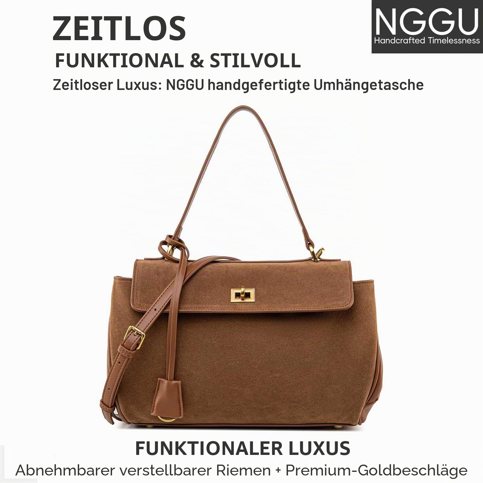 Tragetasche aus Wildleder und Leder, weiches Leder, Schulterhandtaschen für Damen, Umhängetasche für Reisen, Arbeit