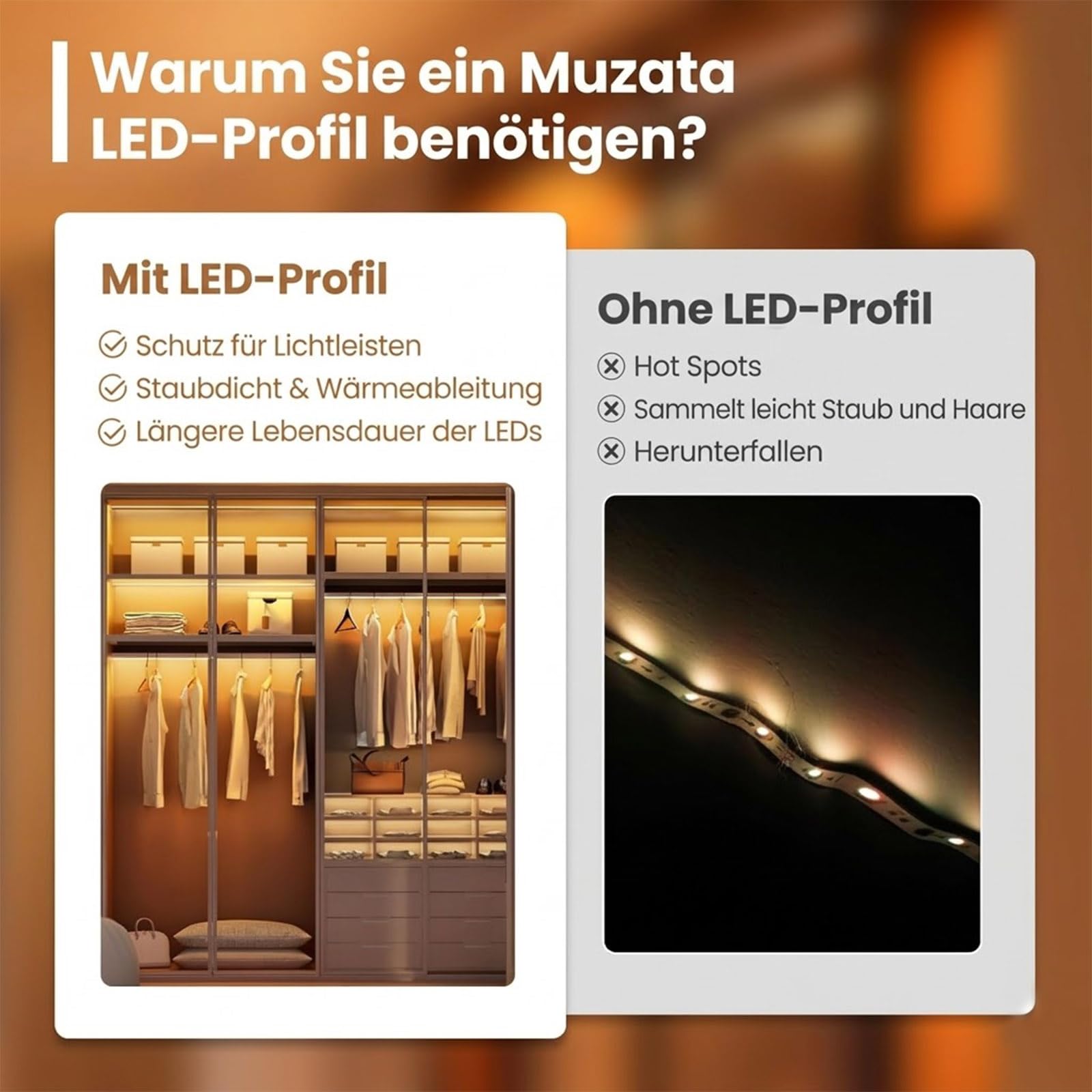 20 perfiles LED de aluminio negro, canal de 1 m, perfil negro con cubierta blanca lechosa, tapas finales, clips de montaje para difusores de luces LED (sin tiras LED)