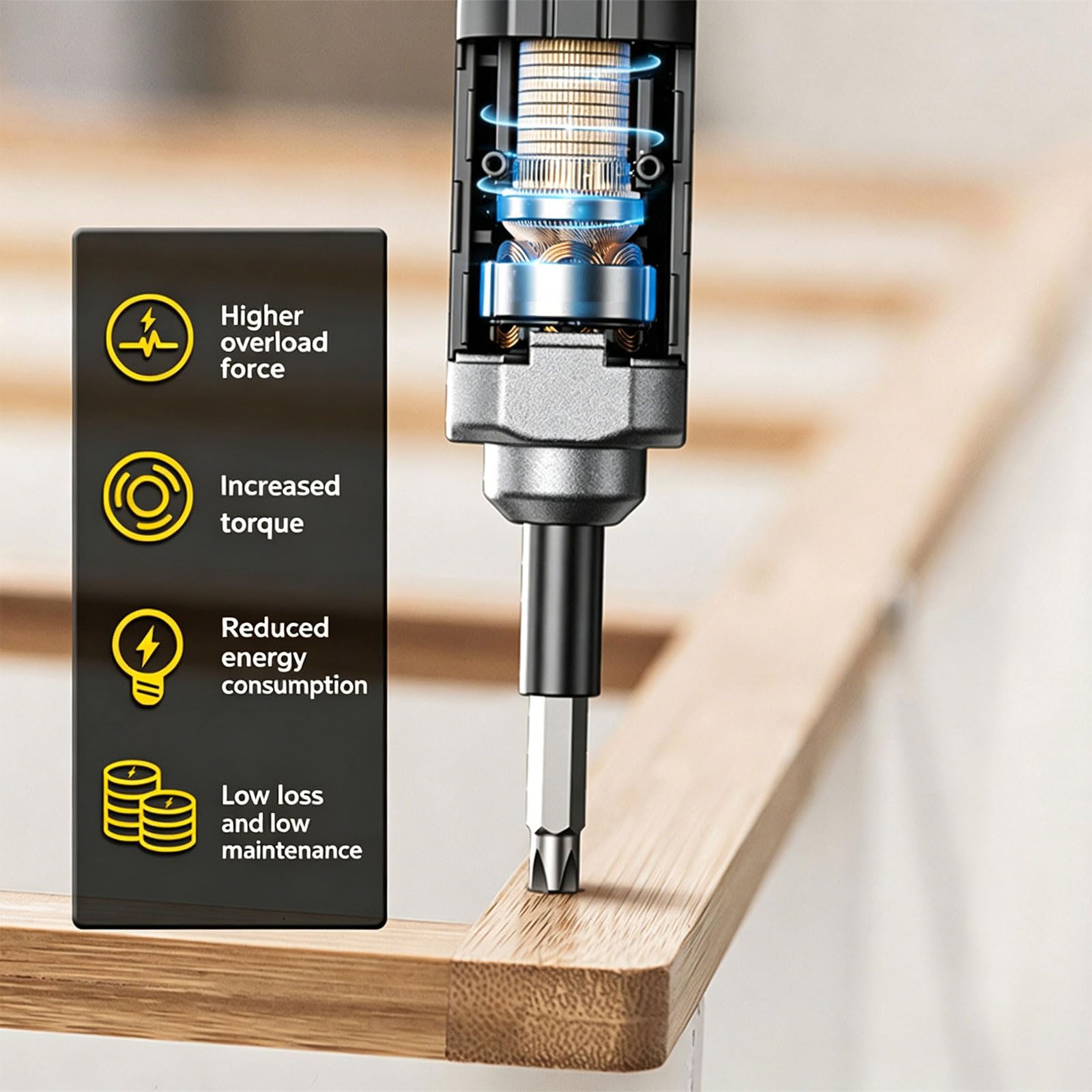 Cacciavite a batteria ricaricabile Impugnatura ergonomica Coppia elevata Impostazione Accessori multipli per assemblaggio di mobili Cacciavite elettrico Cordless