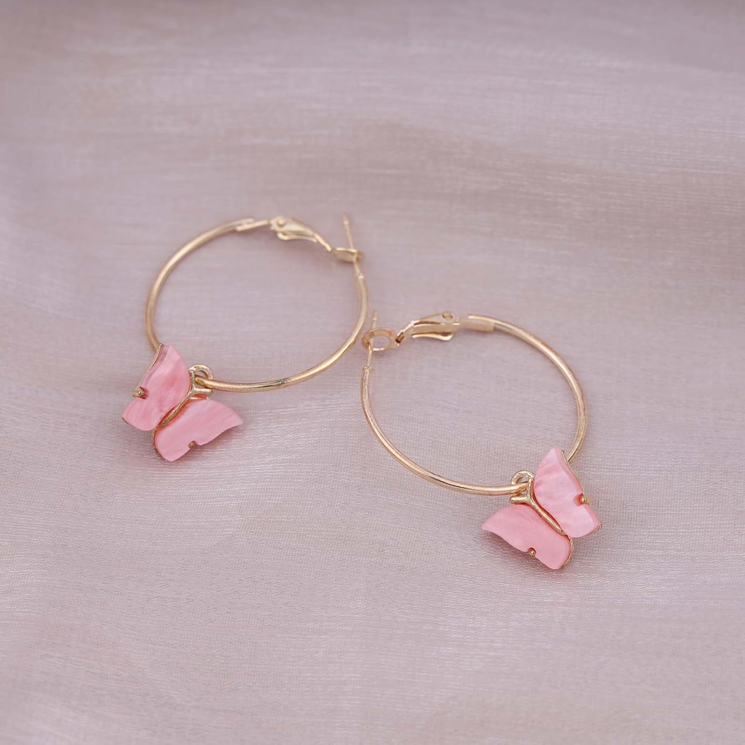 Andelaisi Boho Butterfly Hoop Earrings Acrylic Butterfly Huggie Hoop Earrings Big Hollow Circle Drop Earrings Vintage Butterfly Large Circle Earrings Jewelry for Women - Image 6