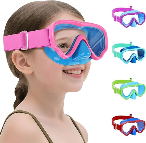 Miniatura 1 de Vvinca Kids Swim Goggles with Nose Cover, Snorkel Diving Mask Fabric Strap Anti Fog Anti Shattered Lens Goggles for Kids 3-15