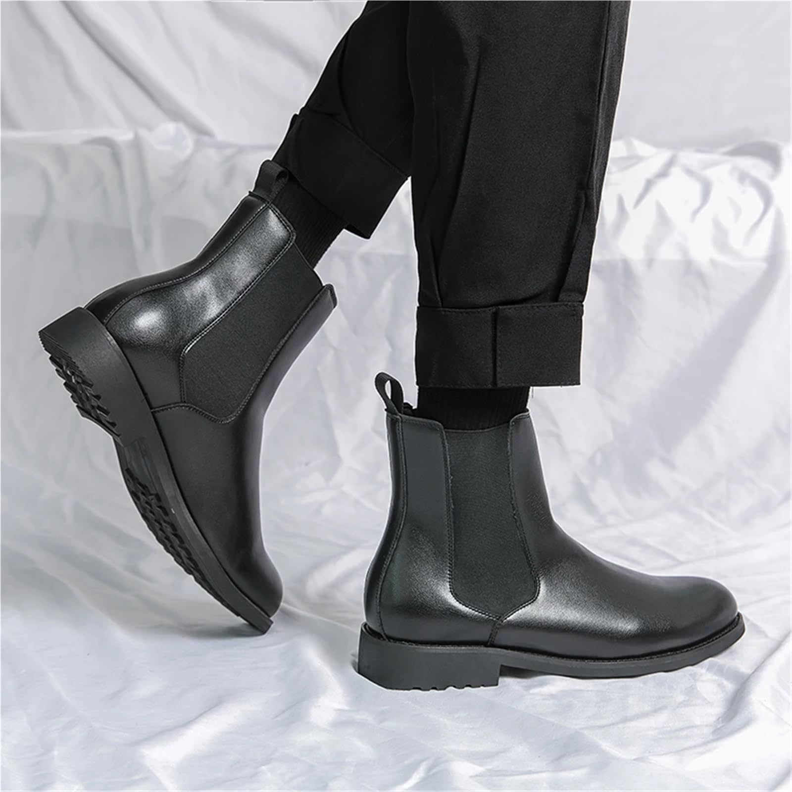 Chelsea Boot Uomo Stivali da uomo invernali in pelle, scarpe autunnali lavoro Chelsea, alte, eleganti