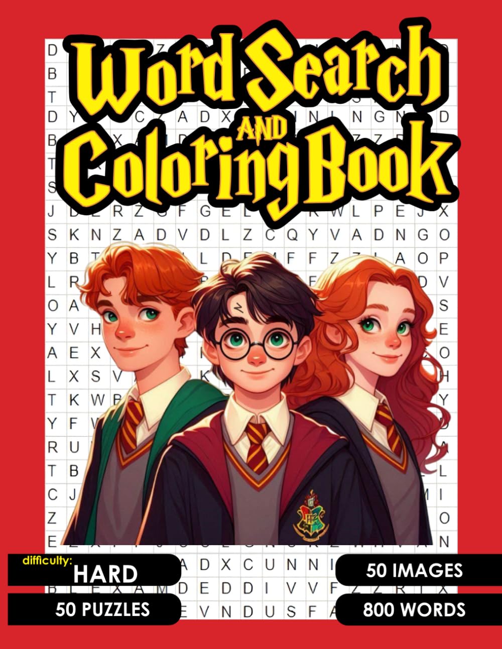POTTER WORD SEARCH AND COLORING BOOK: Hard version (Potter Coloring Book)
