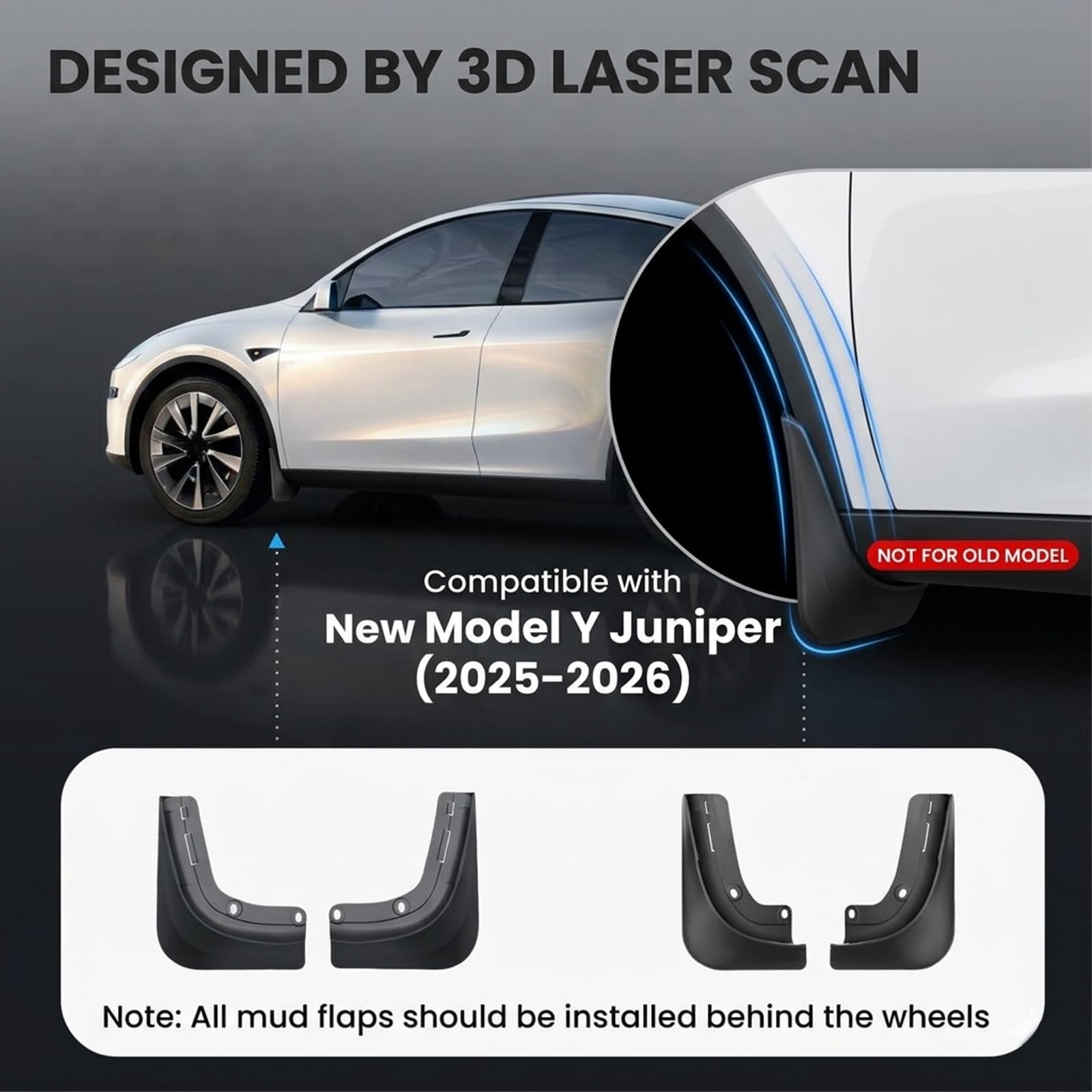 4 Pezzi Parafanghi, Paraspruzzi per Auto per Tesla Model Y, Accessori Auto Tuning, 2026 2025 Model Y, Non Necessaria Foratura, Forte Tenacità, Protezione Da Fango e Sassi