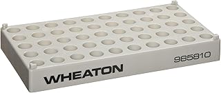 Wheaton 985810 Polypropylene CryoELITE Benchmate Rack, Holds 50 2mL Cryogenic Vials, 190mm Length x 100mm Width x 22mm Height (Case of 5)
