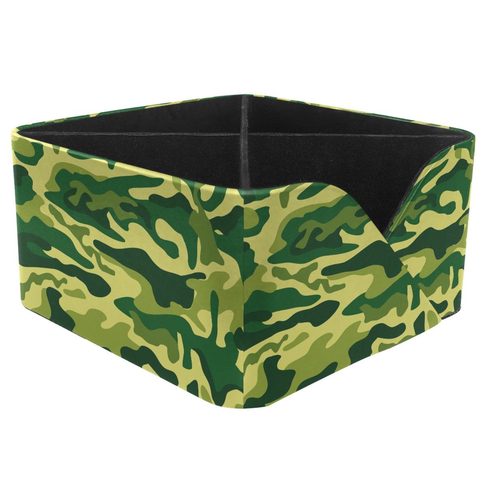 KengjuTesu Camouflage Print Desktop Organizer Pen Holder, Rectangular Pencil Cup for Office, Study and Makeup Stations