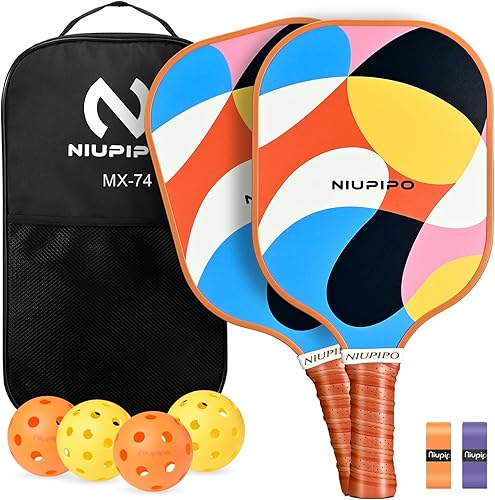 niupipo Pickleball Paddles Set of 24, USAPA Approved Lightweight Pickleball Rackets, Durable Fiberglass Surface with Polypropylene Honeycomb Core,