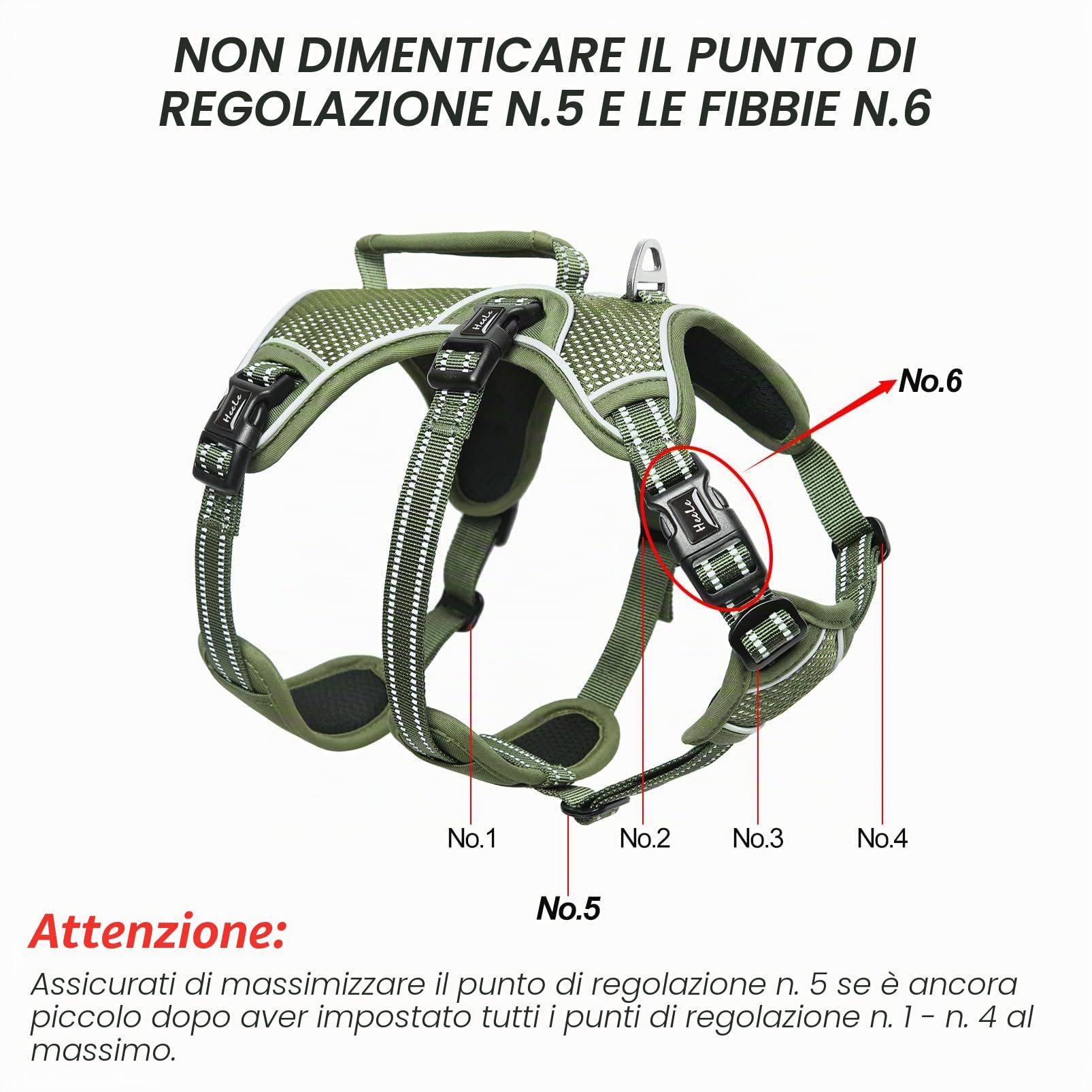 HEELE Pettorina per Cani a prova di fuga, Sgancio Rapido sul Collo, Gilet Regolabile Riflettente con Maniglia Resistente, Pettorina per Cani Grandi/Attivi per Addestramento all'aperto, Verde, XL | Pettorina Regolabile Riflettente con Maniglia Resistente p