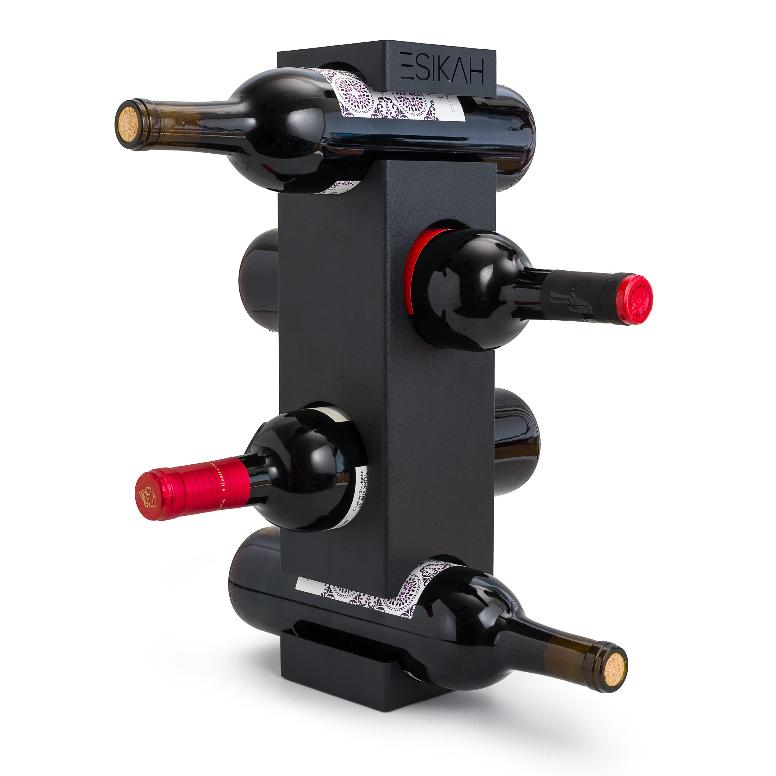 Esikah Countertop Wine Rack 4 Bottle Wine Bottle Holder for Bar Table and Wine Steel