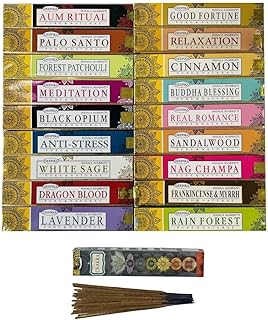 Deepika 12 Pack Assorted Pack 15 Gram x 12 Packs (180 Sticks) for Meditation, Aromatherapy, Healing and Yoga