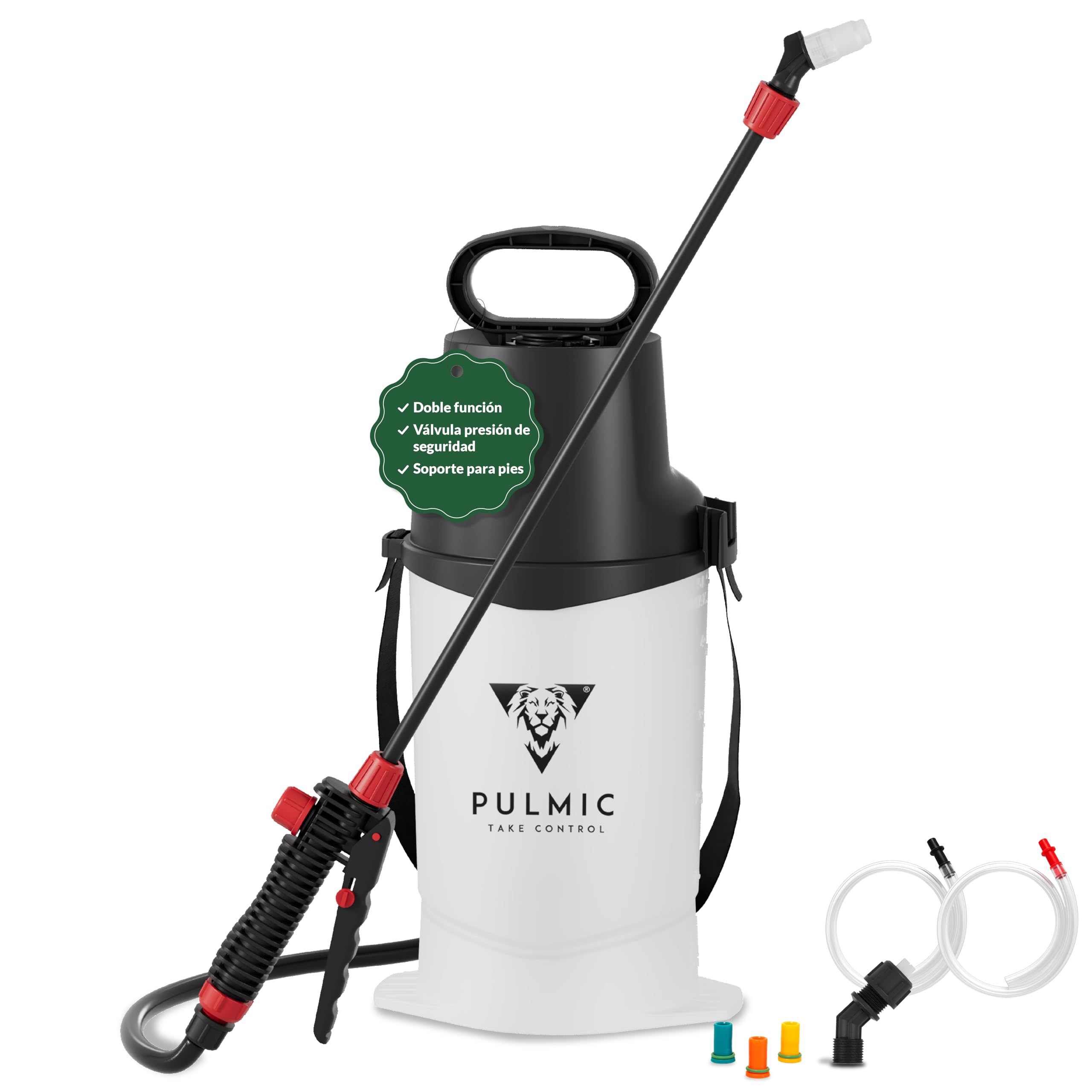 Pulverizador Industrial 5L PULMIC 7 Hydra – Pulverizador de Presión Previa con Espuma y Spray, Boquillas Intercambiables, Lanza Fibra de Vidrio, Uso Profesional Limpieza y Jardinería