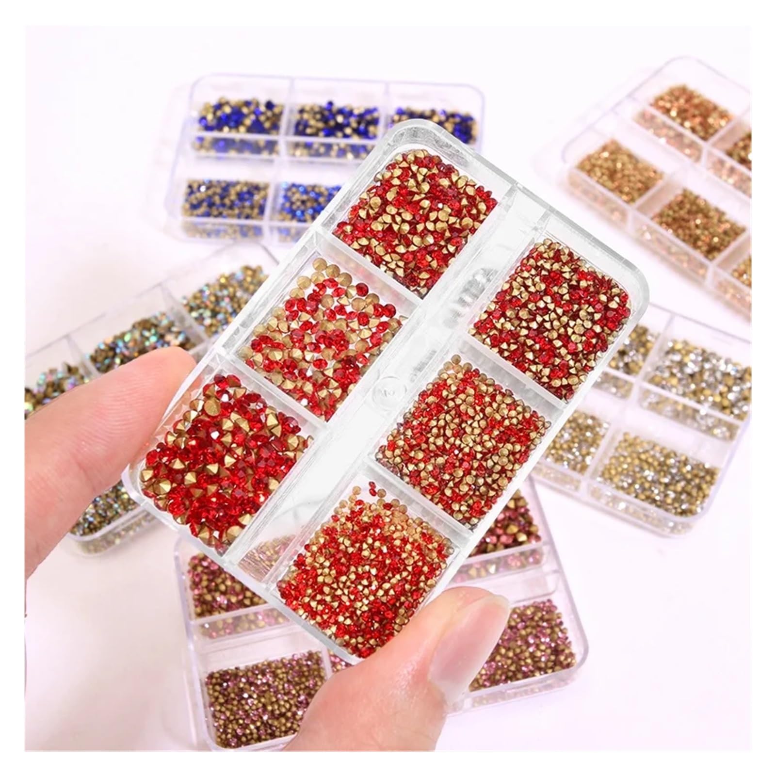 Hotfix Strass 1000 pezzi di strass for nail art in vetro super luminoso, con punta inferiore a, glitter, diamanti, accessori for manicure diverse dimensioni(Sapphire)