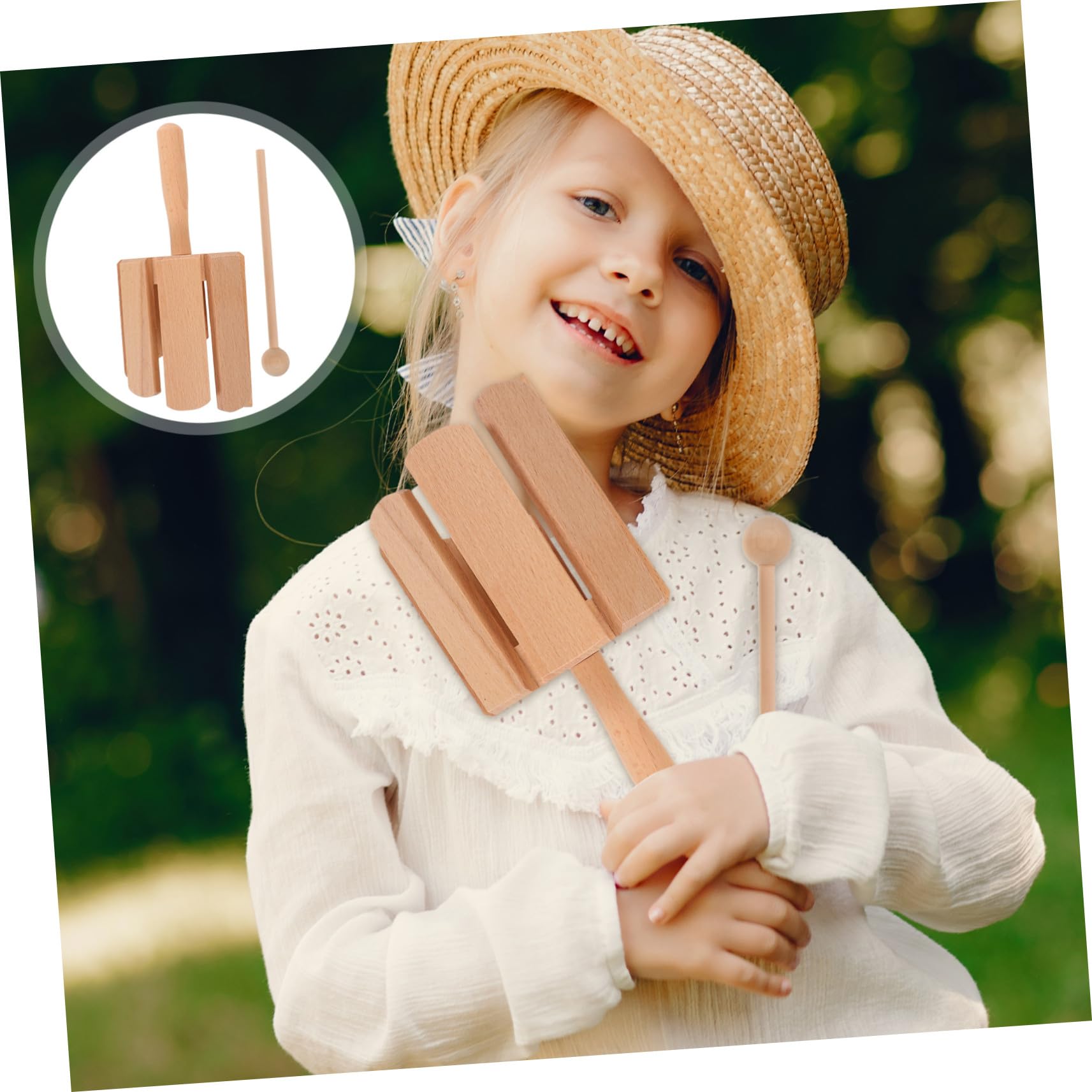 Hohopeti 2 Strumento Orff in Legno per Percussione Montessori con Martelletto Musicale Sicuro per Apprendimento Precoce Casa e Scuola