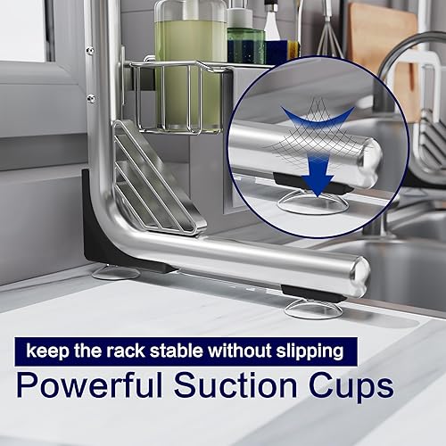 Miniatura 6 de Escurridor de platos sobre el fregadero, escurridor grande para colocar sobre el fregadero, longitud ajustable (24.8 a 35.43 pulgadas), estante