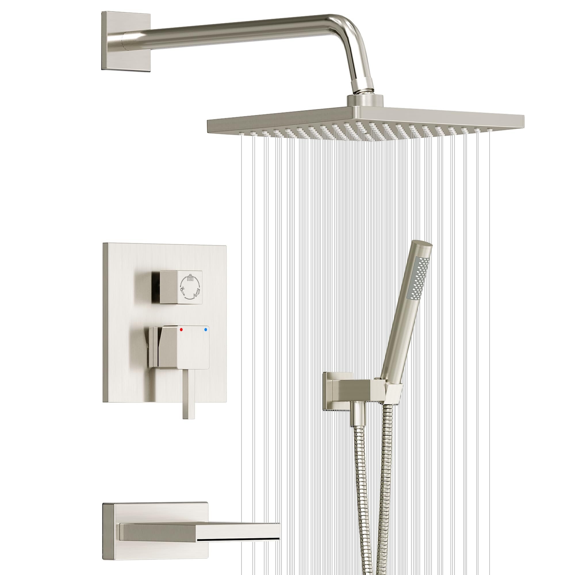 ESNBIA Gold Bathtub Shower Faucet Set, Wall Mounted Shower System With
