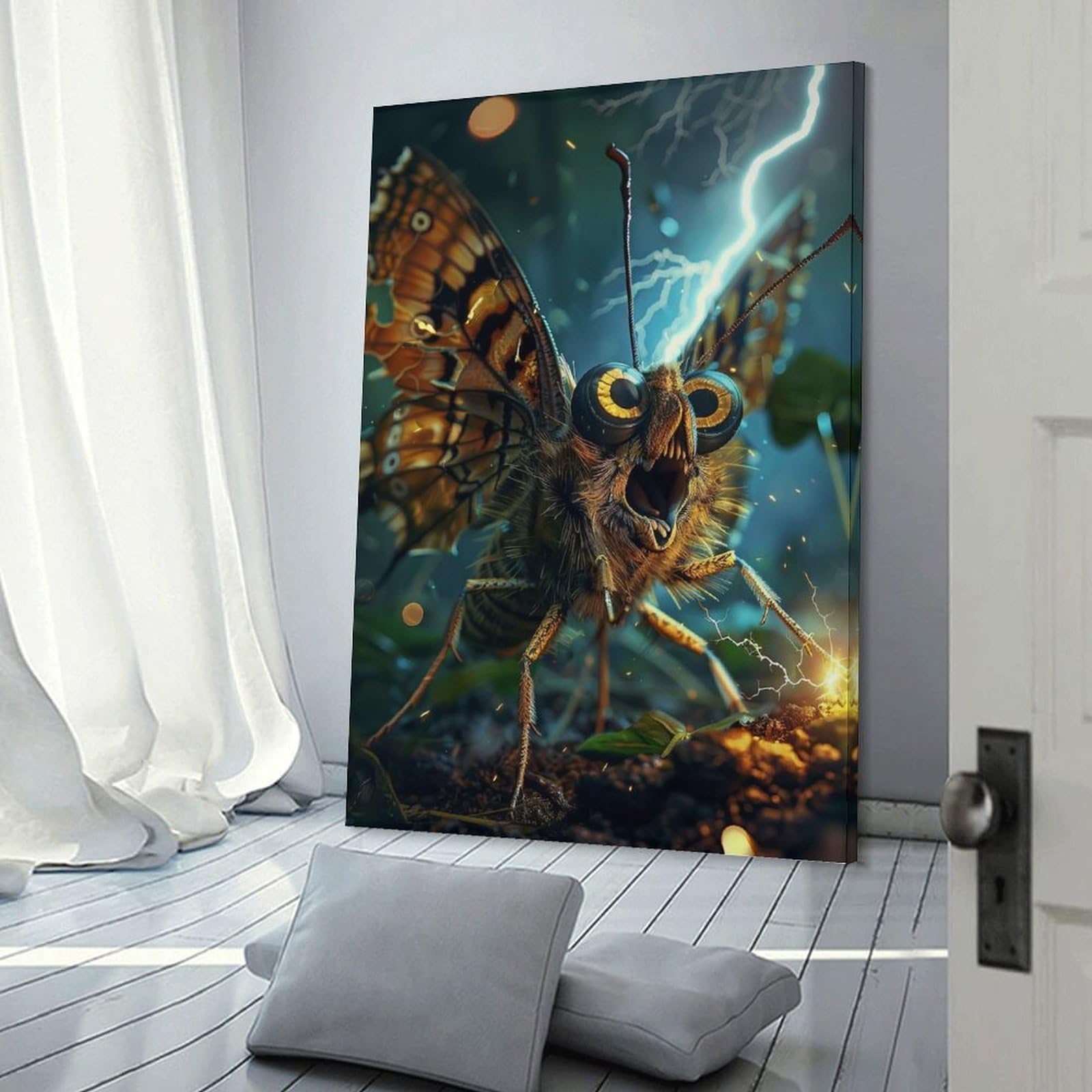 Junmoney Room Decor Wall Art Butterfly Lightning, 24x36inch(60x90cm), for Hallway, Bedroom Or Modern Interiors, Gift Idea for Housewarming And Birthdays
