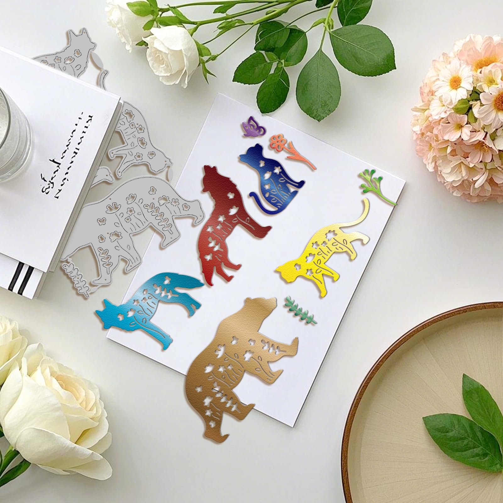 GLOBLELAND Flowers Animals Cutting Dies for DIY Scrapbooking Metal Cats Dogs Cut Dies Wildflowers Butterflies Die Cuts for Card Making Embossing Photo Album Craft Decor - Image 4