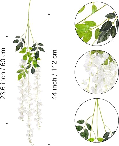 Miniatura 2 de CEWOR Guirnalda de seda artificial de 3.7 pies de flores colgantes de glicina de 3.7 pies para boda, fiesta, jardín, vegetación al aire libre,