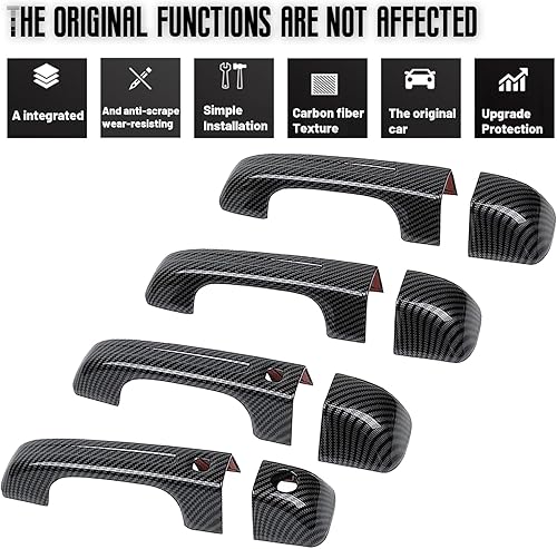 Miniatura 4 de INUBOXES Accesorios de fibra de carbono ABS estilo cubierta de manija de puerta exterior adhesivo compatible con Dodge RAM 1500 TRX 2023 2024