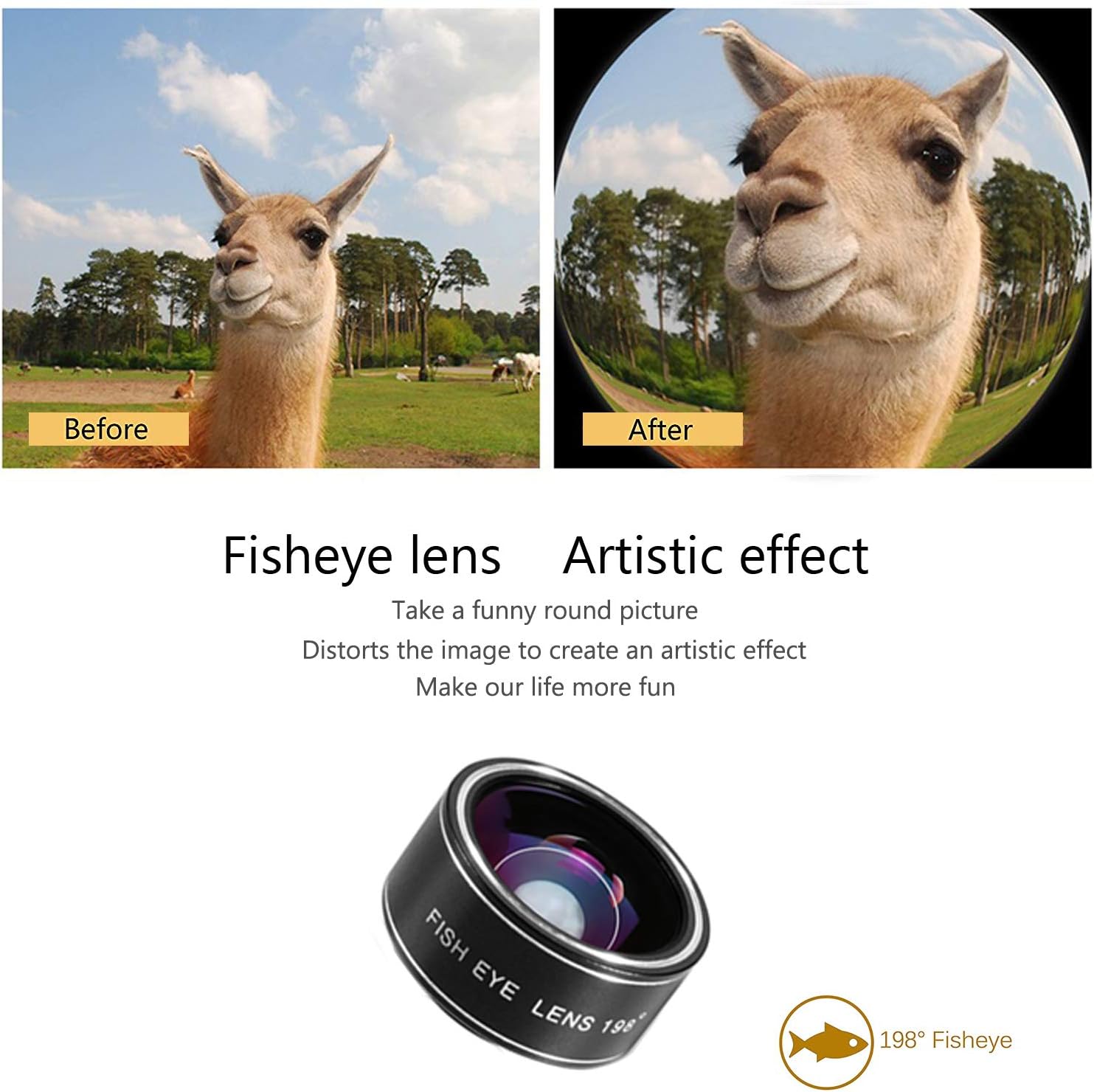 Weekly Top Sale Universal Phone Camera Lens, 5K HD 3 in 1 Clip On Phone Lens Kit with 198° Fisheye Lens + 15x Macro Lens + 0.45X Wide Angle Lens for iPhone XR XS X/11/8/7Plus,Samsung,BlackBerry,Android Smartphone